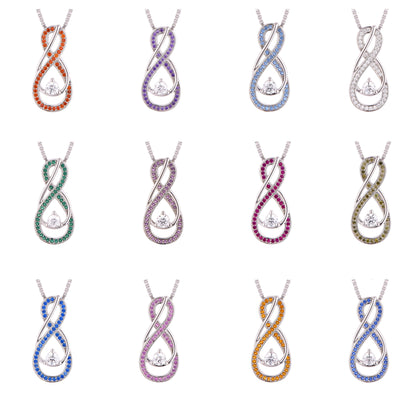 Clear Diamond Infinity Birthstone Necklace - April Gemstone